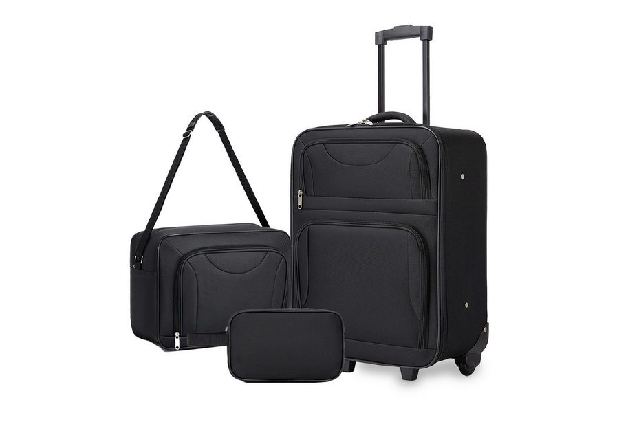 KONO Kofferset 3-teilig: 20 Zoll Handgepäck + Kabinen-Schultertasche + Kulturbeutel, (3 tlg) von KONO