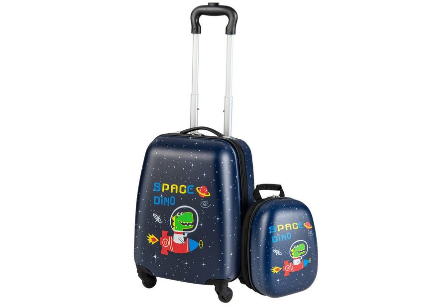 COSTWAY Kinderkoffer 12"+16" Kindertrolley mit Rucksack