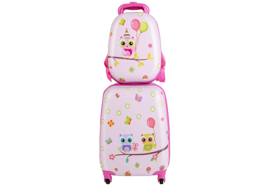 COSTWAY Kinderkoffer 12"+16" Kindertrolley mit Rucksack
