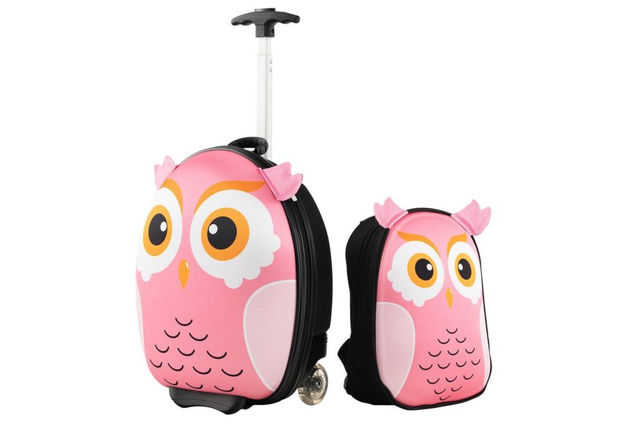 COSTWAY Kinderkoffer Kindertrolley Set, verstellbar, mit Rucksack