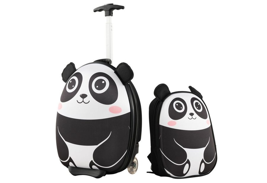 COSTWAY Kinderkoffer Kindertrolley Set, verstellbar, mit Rucksack