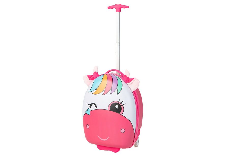 COSTWAY Kinderkoffer 16'' Kindertrolley, mit 2 LED Rädern