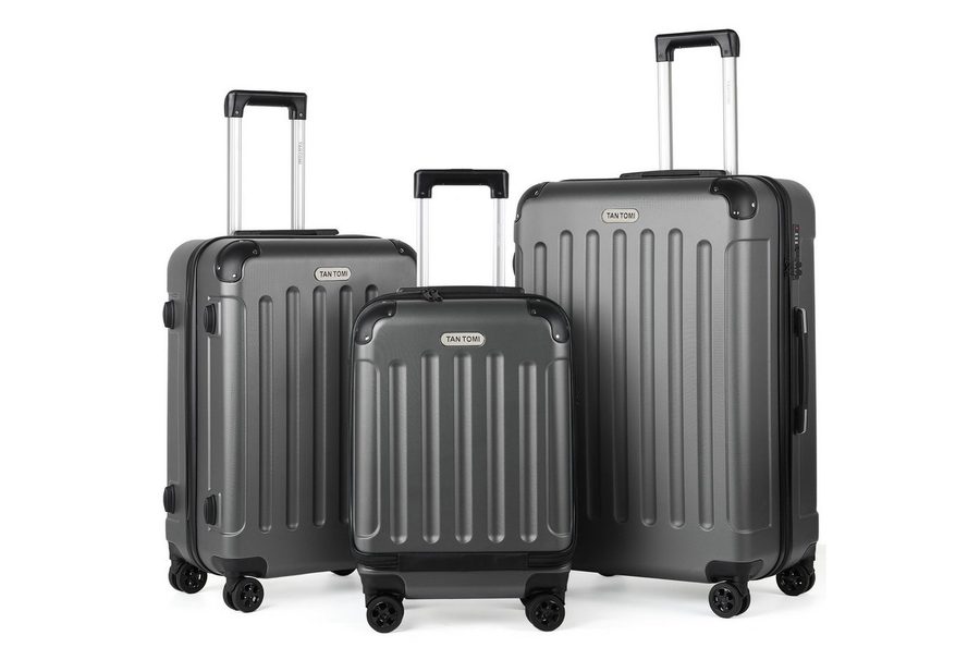 TAN.TOMI Kofferset 3-Tlg ABS Handgepäck Koffer-Set Rollkoffer Reisekoffer, 4 Rollen, Reisetrolley Leicht mit 4 Rollen 360° Große Kapazität Trolley
