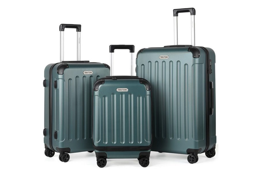 TAN.TOMI Kofferset 3-Tlg ABS Handgepäck Koffer-Set Rollkoffer Reisekoffer, 4 Rollen, Reisetrolley Leicht mit 4 Rollen 360° Große Kapazität Trolley