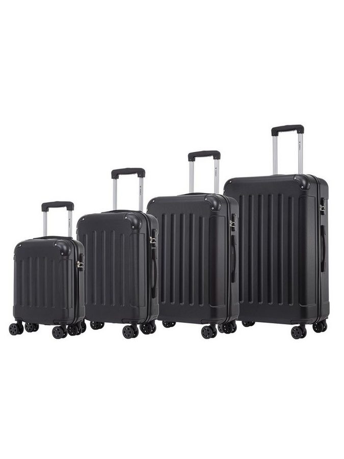 YONSLY Kofferset Reisekoffer Trolley Rollkoffer Handgepäck Hartschalenkoffer Größen-Set, 4 Rollen, (4er Set, 4 tlg., Größen S, M, L & XL), ABS und Aluminium, Zahlenschloss, Gummigriff, leicht und robust