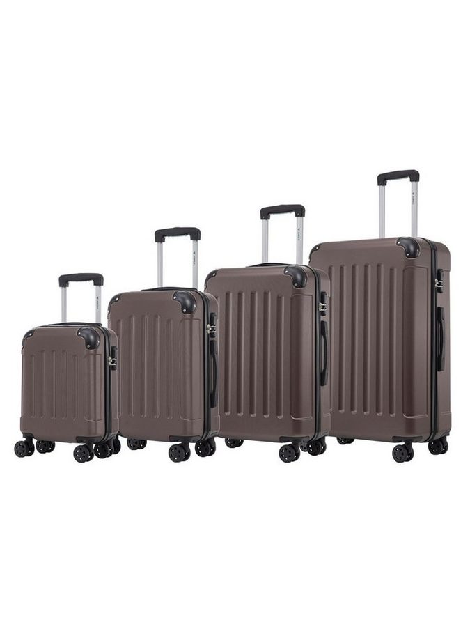 YONSLY Kofferset Reisekoffer Trolley Rollkoffer Handgepäck Hartschalenkoffer Größen-Set, 4 Rollen, (4er Set, 4 tlg., Größen S, M, L & XL), ABS und Aluminium, Zahlenschloss, Gummigriff, leicht und robust