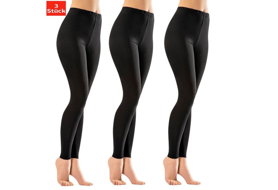 Berrak Leggings Damen Baumwolle Schwarz 3er Pack (Spar-Set, 3-tlg., 3er-Pack) Premium Qualität A2135